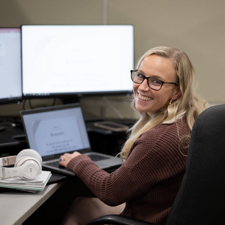 office employee working at her desk